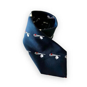 Sherman’s Cravats LTD Lacrosse Tie Polyester Dark Navy Lacrosse Stick Graphic CT
